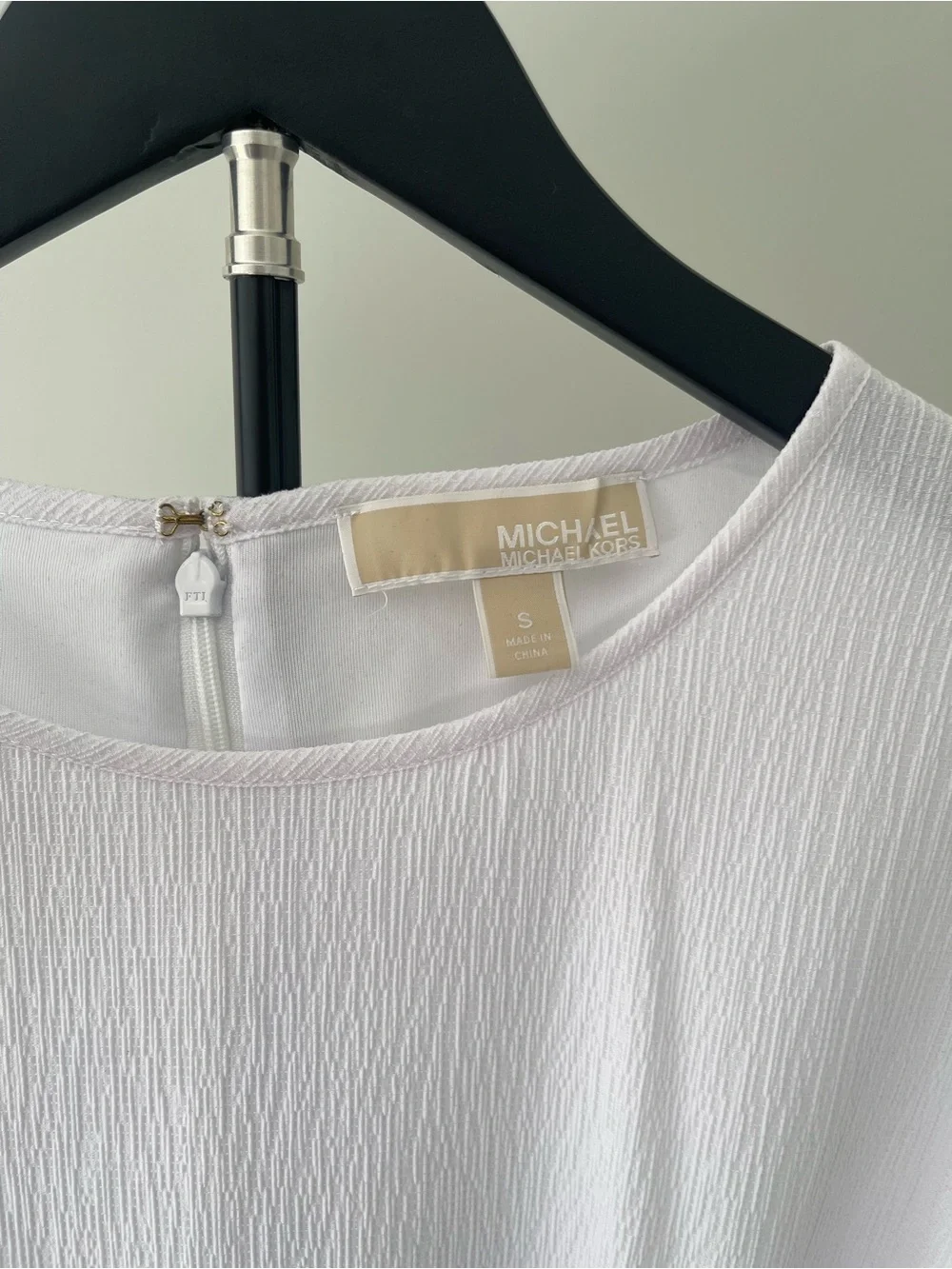 Michael Kors White Textured Crewneck dress